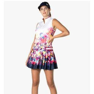 Lucky in Love Women's Tropical Punch Tennis Golf  Minidress floral white sz XL